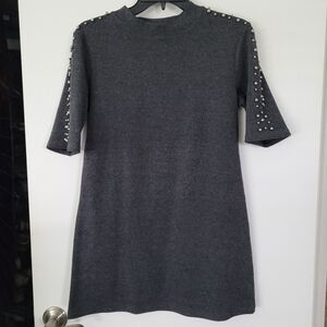Disco Tunic Womens M / L Unbranded Gray Tunic Studded Sleeves Stretch